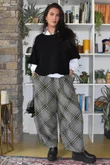 Arbi Needlecord Tartan Barrel Pant Steel